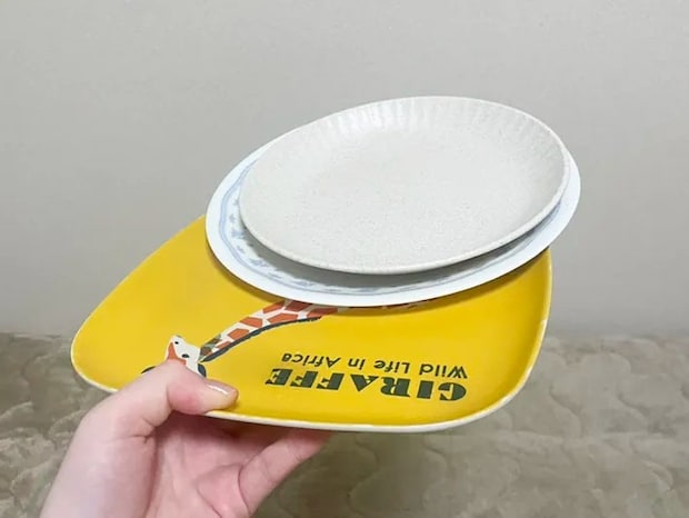 落ちそうになる皿の写真（撮影：grapeライフハック編集部）