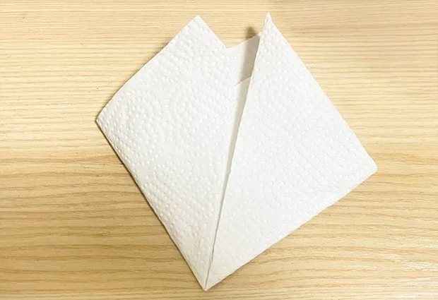 キッチンペーパーを折る写真（撮影：grapeライフハック編集部）