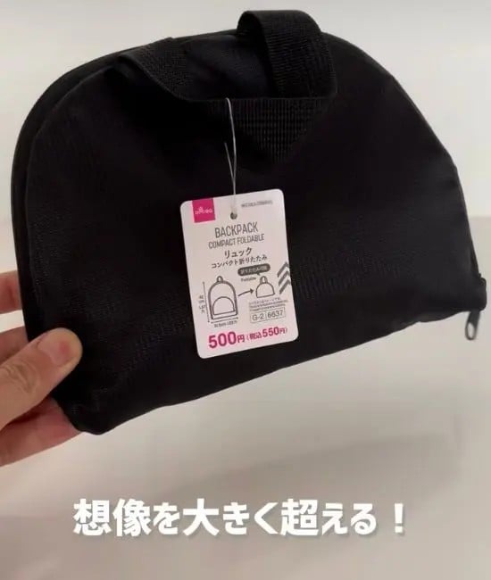 コンパクト折りたたみリュックの外観