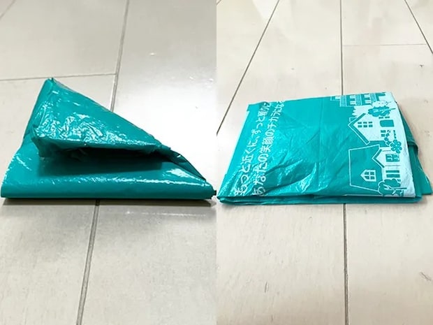 レジ袋の厚みを比較した場面（撮影：grapeライフハック編集部）