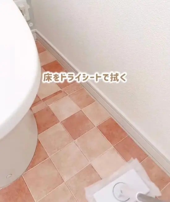 床のホコリを取っている様子