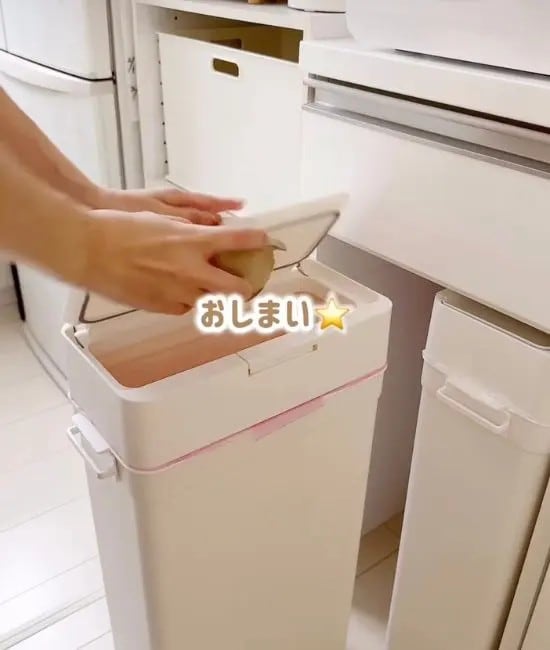 ゴミをまとめて捨てる様子