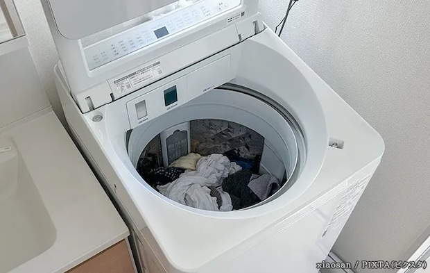 脱水後の洗濯機の写真