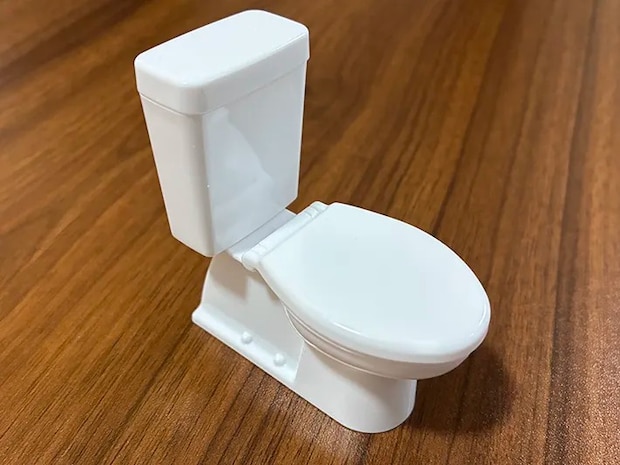 セリアの洋式トイレ型ミニチュアの写真（撮影：grapeライフハック編集部）