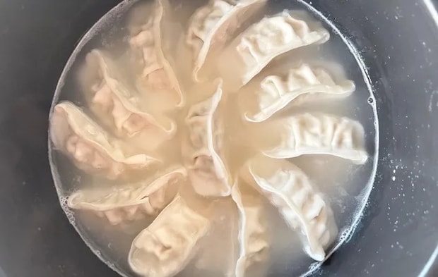 冷凍餃子を並べた画像（撮影：エニママ）