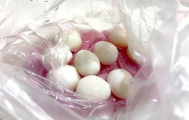 うずらを漬け込んでいる画像（撮影：エニママ）