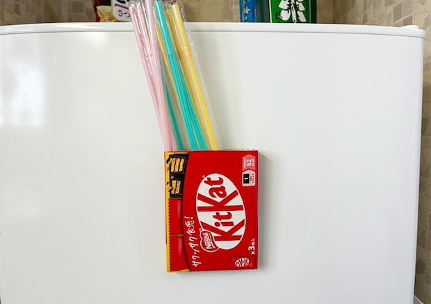 キットカットの紙箱活用写真（撮影：grapeライフハック編集部）