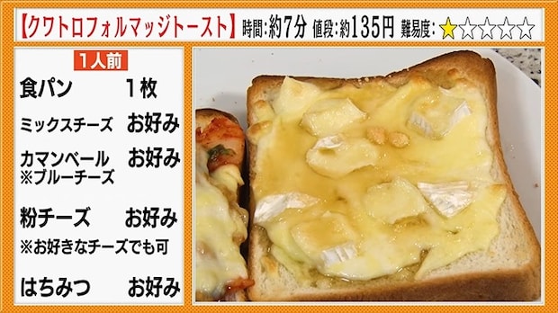 『クワトロフォルマッジトースト』のレシピ