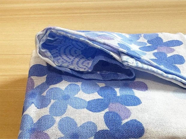 手ぬぐいの端をアップにした画像（撮影：grapeライフハック編集部）