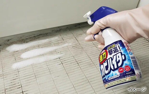 『強力カビハイター ハンディスプレー』を使用する写真