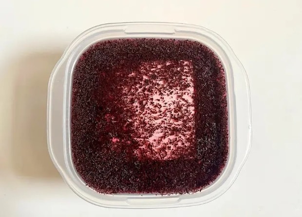 調味液に豆腐を漬ける（撮影：エニママ）