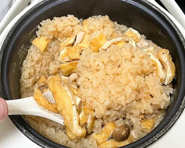 『味ぽん』で味つけした炊き込みご飯の写真（撮影：grapeフード編集部）