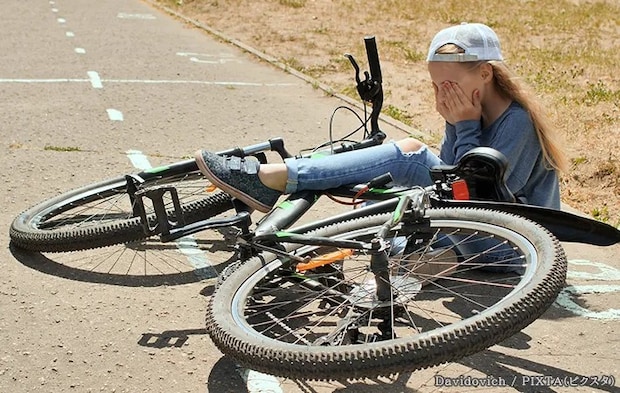 自転車と子供の写真