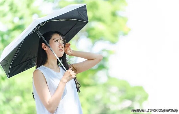 日傘をさす女性の写真