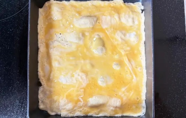 卵液を流し入れた画像（撮影：エニママ）