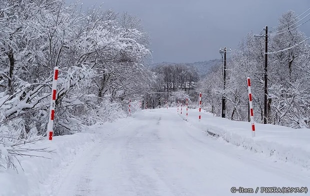 雪と道路の写真