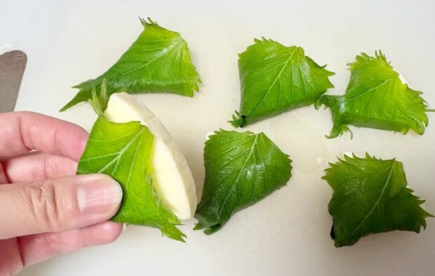 6Pチーズにしその葉を巻いた画像（撮影：エニママ）