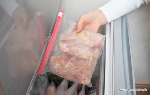 『冷凍保存している鶏肉の手羽元』の写真