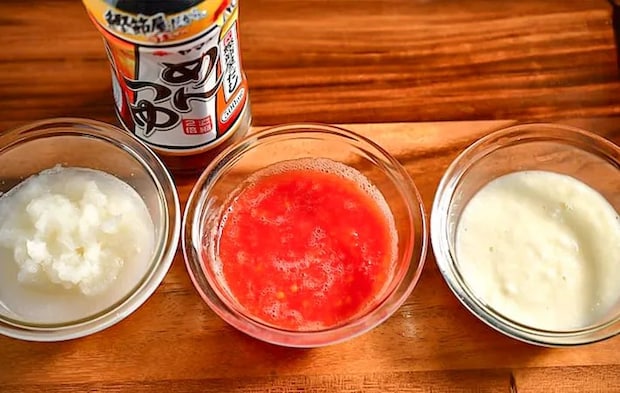 すりおろした野菜とめんつゆの写真（撮影：小泉明代）