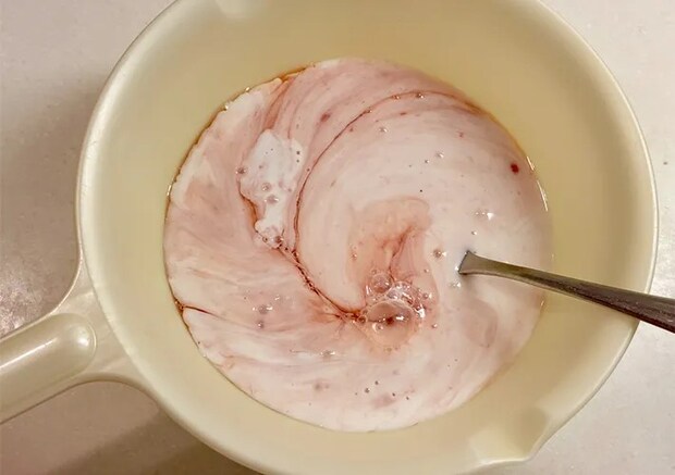 牛乳を混ぜた『フルーチェ』の画像（撮影：エニママ）