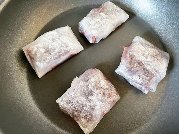 余ったライスペーパーで簡単おやつ!あんこを包んで焼いてみた