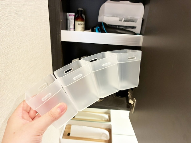 ダイソーの『靴下カップ』を洗面台で使ったら…　本来の用途を超えた活用法に感動！