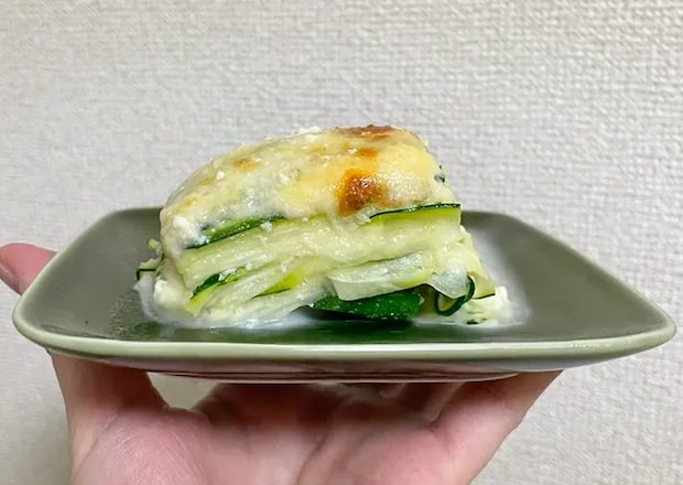 ズッキーニと豆腐の『ラザニア風』の断面写真（撮影：grapeフード編集部）