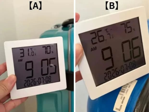 クローゼットに『すのこ』を敷いて丸1日　湿度の比較結果が、こちら！
