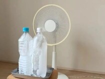 扇風機の前に置いた2本のペットボトル　15分後の室温変化に驚いた！