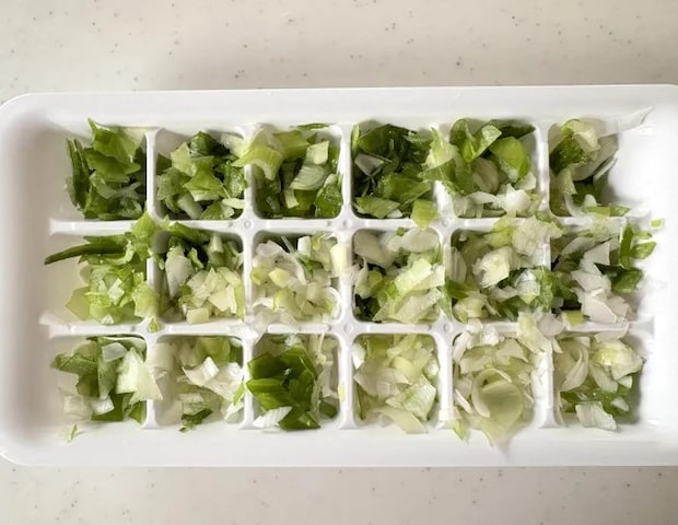 製氷皿に長ネギを詰めた画像（撮影：エニママ）