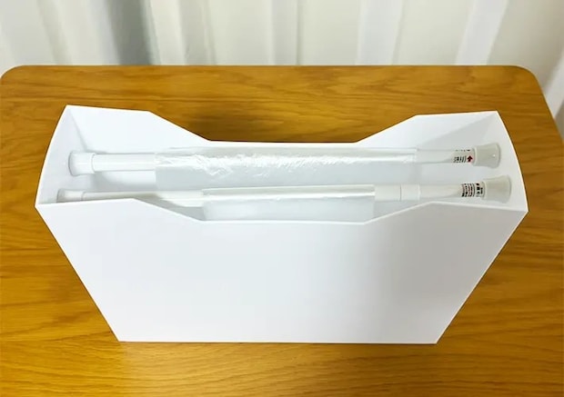 ファイルボックスとつっぱり棒の活用写真（撮影：grapeライフハック編集部）