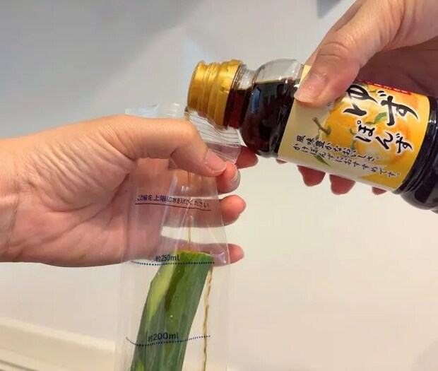 ポン酢を入れる様子（撮影：grapeフード編集部）