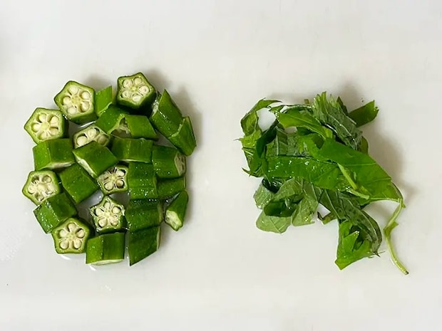 オクラと大葉の写真撮影：grapeフード編集部