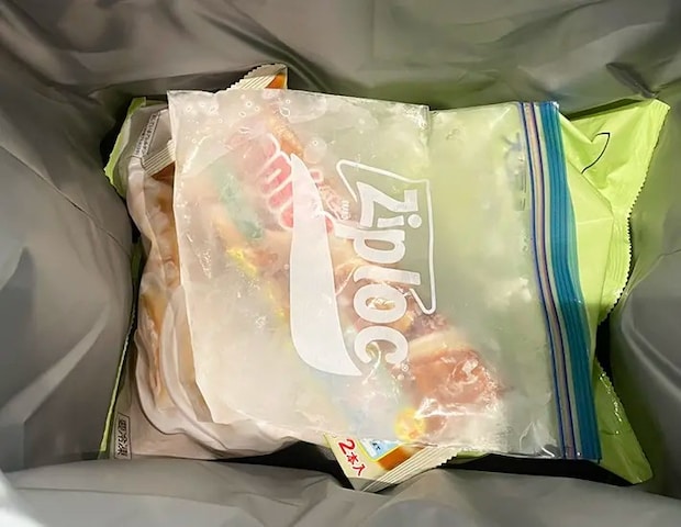 保冷バッグに入れたジッパー袋の写真（撮影：grapeライフハック編集部）