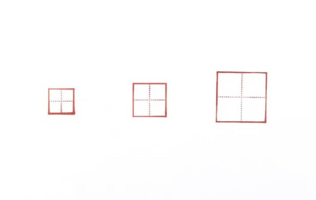 『文字練習用 マス目スタンプ』の印影の画像（撮影：エニママ）