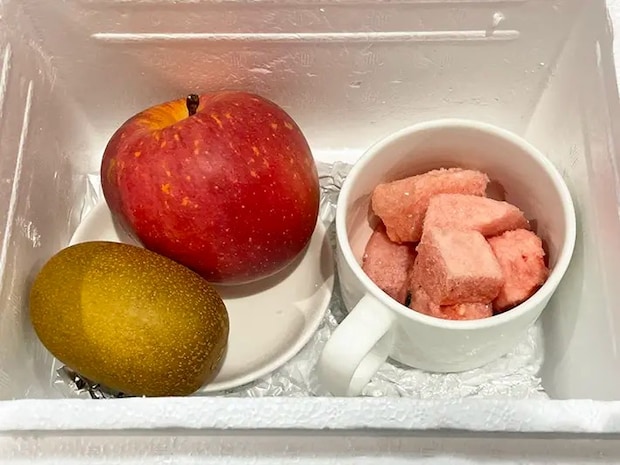 5時間ドライアイスで冷やしたフルーツの写真（撮影：grapeフード編集部）