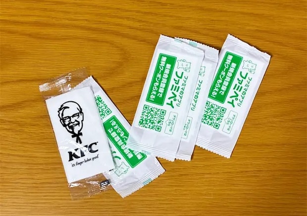 紙おしぼりの活用写真（撮影：grapeライフハック編集部）