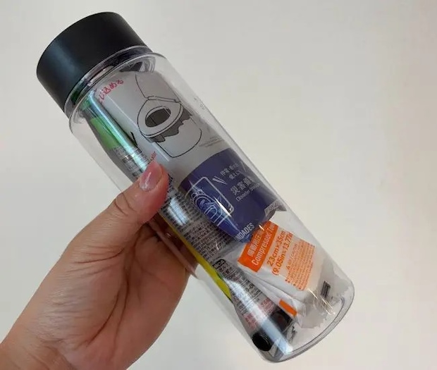 完成した防災ボトルの写真（撮影：grapeライフハック編集部）