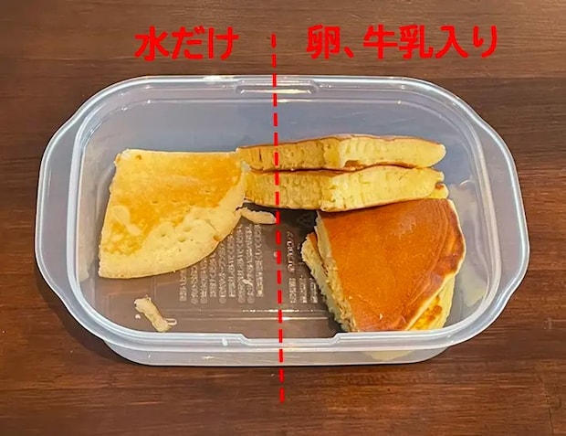 2種類のホットケーキを食べてもらった結果の写真（撮影：grapeフード編集部）