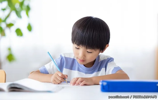 勉強をする子供の写真