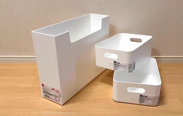 ファイルボックスと積み重ね収納ボックスの写真（撮影：grapeライフハック編集部）