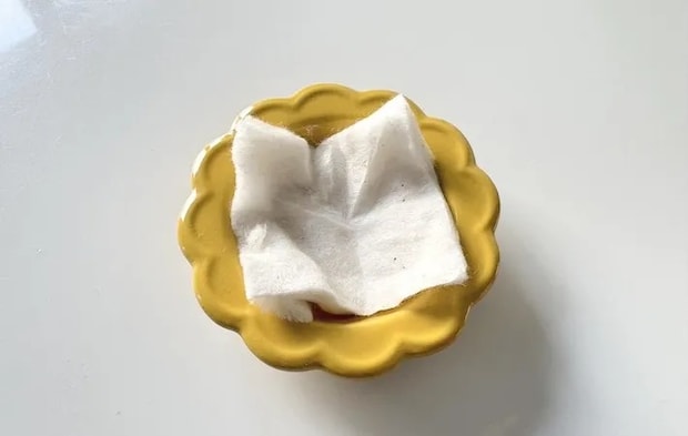 ハッカ油コットンを小皿に乗せた画像（撮影：エニママ）