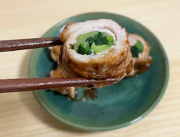 チンゲン菜の肉巻きの写真（撮影：grapeフード編集部）
