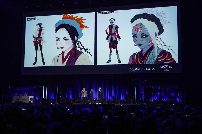 TOKYO, JAPAN - APRIL 20: Tadahiro Yoshihira speaks on stage at First Look: Star Wars: Visions Volume 3 at Celebration Stage during Star Wars Celebration Japan Day 3 on April 20, 2025 in Tokyo, Japan. (Photo by Tomohiro Ohsumi/Getty Images for Disney)