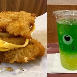 【グルメ】バンズではなくチキンではさむ！？ケンタッキー「ダブルダウンフィレバーガー」を食べてみた　けんすうさんに似てる「ちゅる～りぃ」も飲んでみた