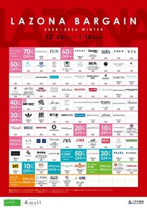 ラゾーナ川崎で大人気ブランドが最大70％オフ！ファッションもインテリアもグルメもお得な「LAZONA BARGAIN」は1月12日まで。