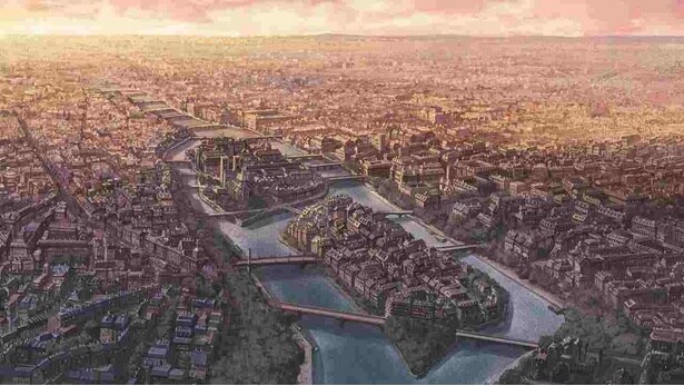 【写真を見る】オレンジ色に染まる美しいパリの街