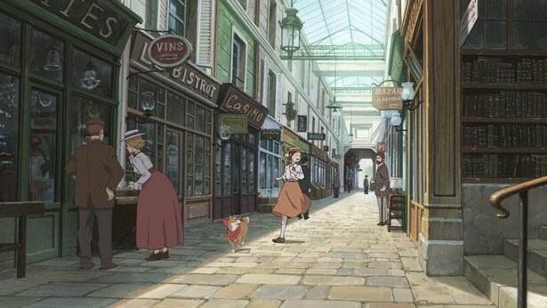 細部までこだわり抜かれたアニメーションによって再現された、約100年前のパリの街並み