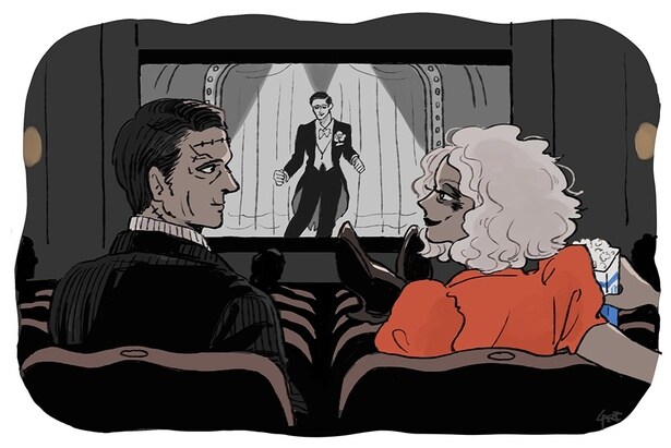 映画館で幸せな時間を過ごすフランクとブライド