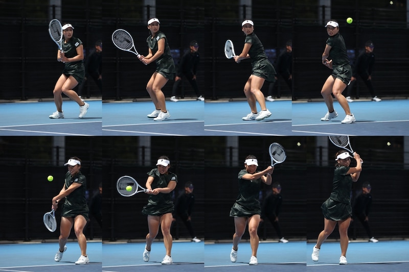 松田美咲が両手バックハンドの強打を伝授。ボールの後ろから入り、面を真っすぐ当てる!【プロが明かすテニス上達法】<SMASH>